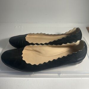 Chloe' Lauren Scalloped Leather Ballerina Flat Size 8 1/2
